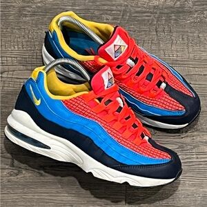 Nike Air Max 95 Now AV2289-600 Crimson Blue Athletic Shoes Size 6.5Y/8W